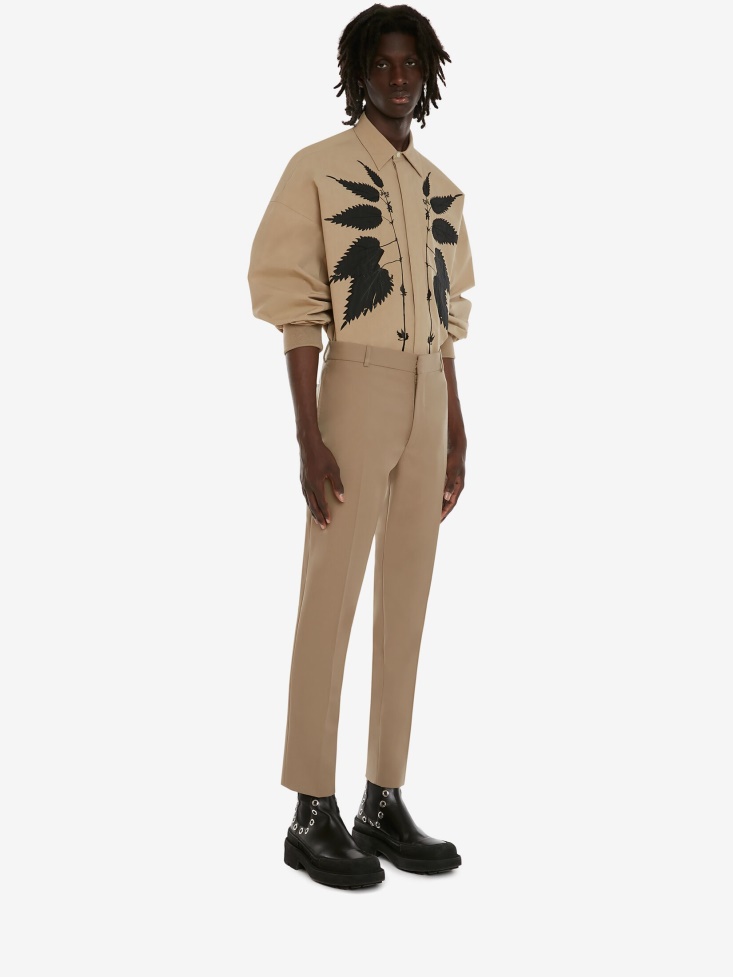 Men's Tailored Cigarette Trousers Beige Fashion Alexander McQueen