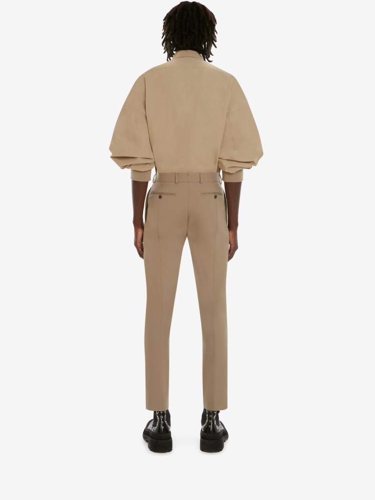 Men's Tailored Cigarette Trousers Beige Fashion Alexander McQueen