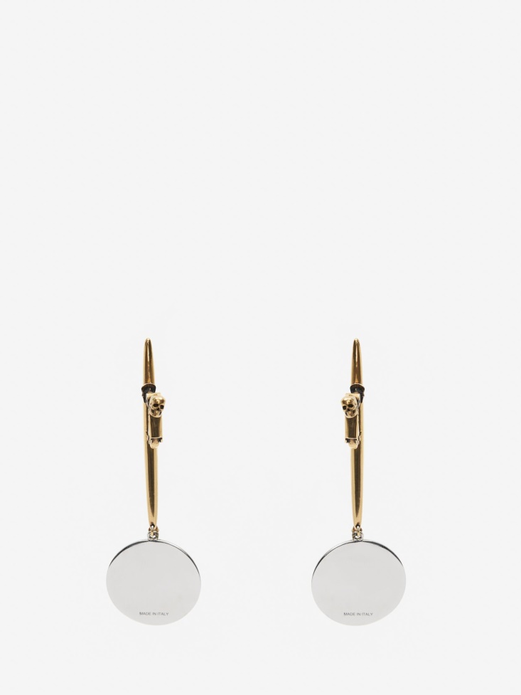 Fashion Alexander McQueen Antique Silver Women's Medallion Stick Earrings