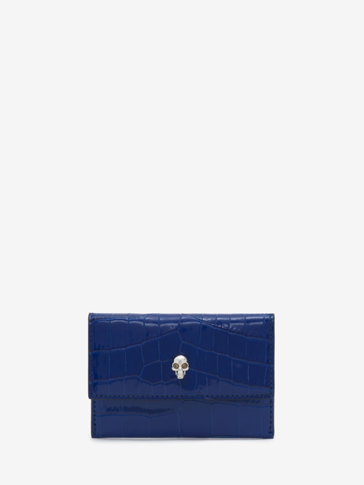 Women's Skull Envelope Card Holder Blue Fashion Alexander McQueen