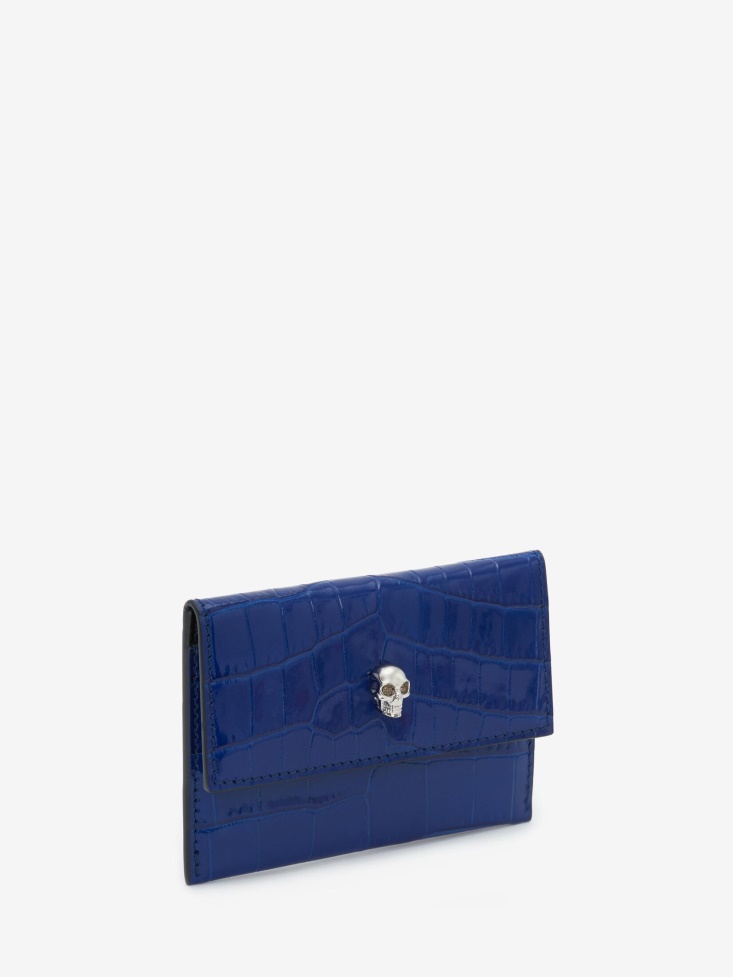 Women's Skull Envelope Card Holder Blue Fashion Alexander McQueen
