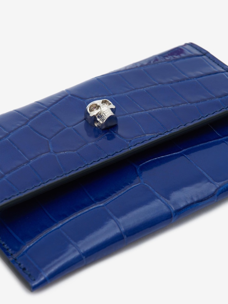 Women's Skull Envelope Card Holder Blue Fashion Alexander McQueen