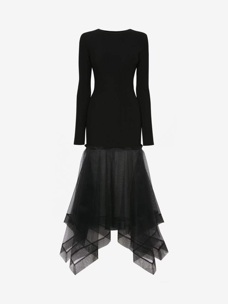 Women's Backless Knitted Dress Black Fashion Alexander McQueen