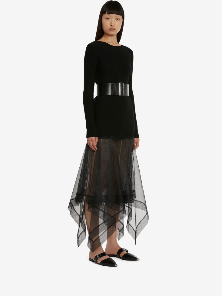 Women's Backless Knitted Dress Black Fashion Alexander McQueen