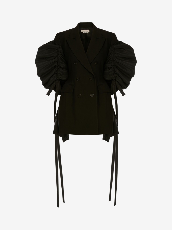 Fashion Alexander McQueen Black Women's Hybrid Cloud Sleeve Coat