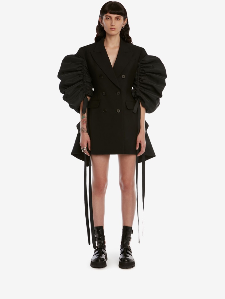Fashion Alexander McQueen Black Women's Hybrid Cloud Sleeve Coat