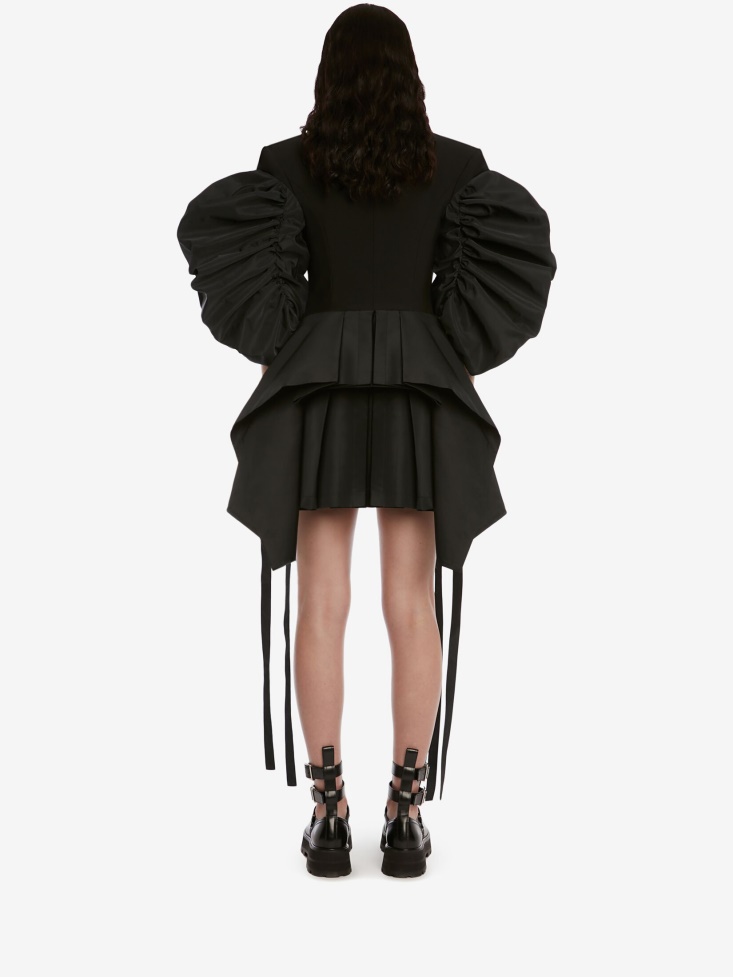 Fashion Alexander McQueen Black Women's Hybrid Cloud Sleeve Coat