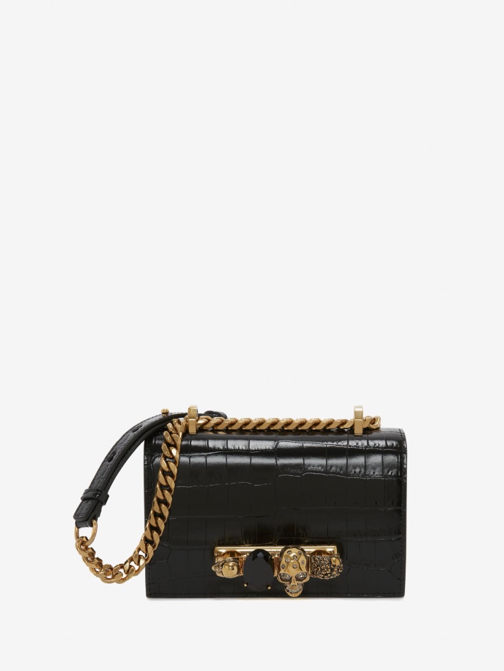 Black Women's Mini Jewelled Satchel Fashion Alexander McQueen