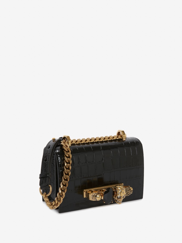 Black Women's Mini Jewelled Satchel Fashion Alexander McQueen