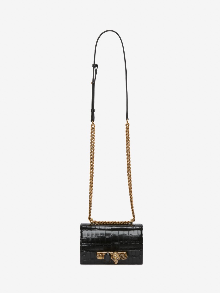 Black Women's Mini Jewelled Satchel Fashion Alexander McQueen