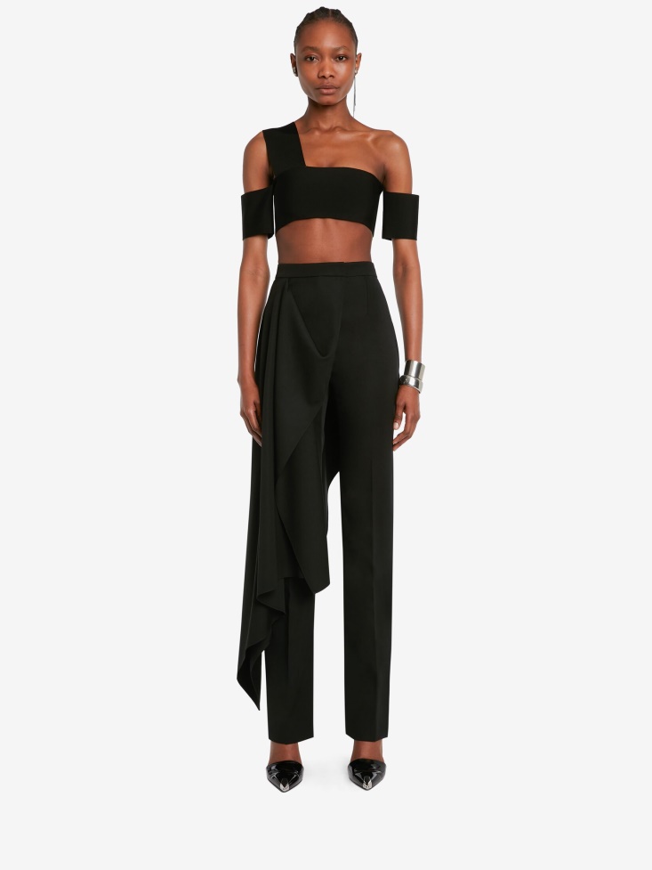 Fashion Alexander McQueen Black Women's Barathea Draped Trousers