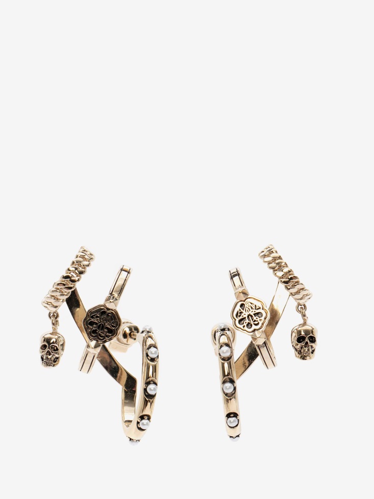 Women's Multi Hoop Earrings Fashion Alexander McQueen Pale Gold