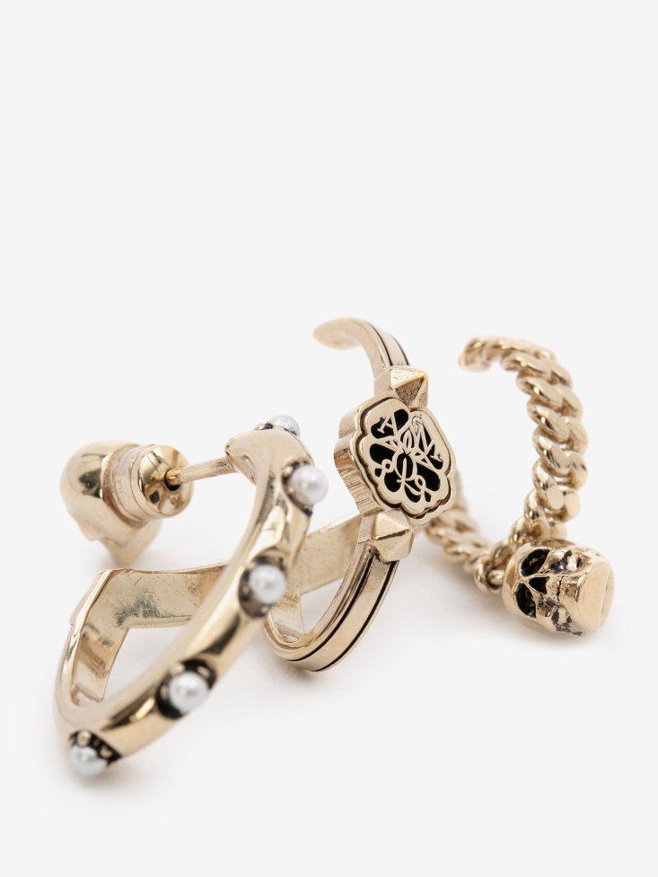 Women's Multi Hoop Earrings Fashion Alexander McQueen Pale Gold