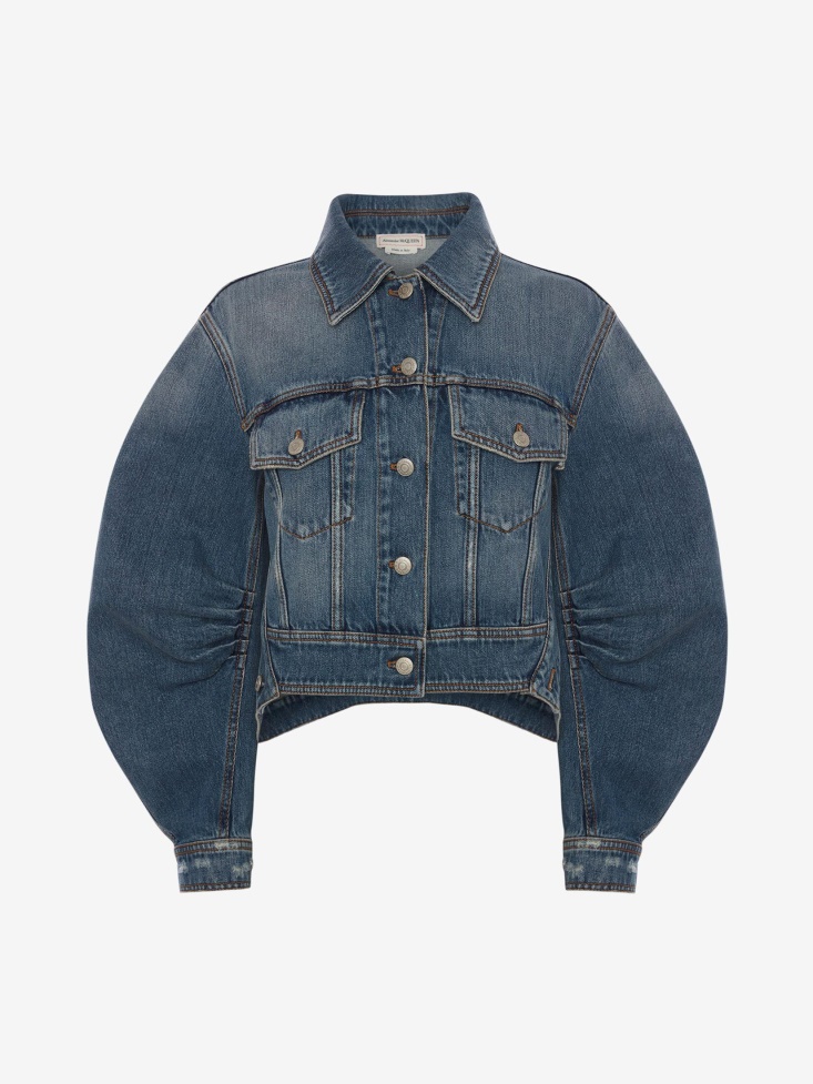 Fashion Alexander McQueen Indigo Women's Cocoon Sleeve Denim Jacket