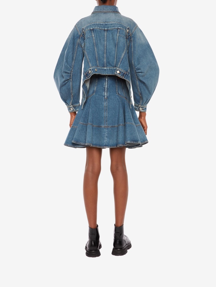 Fashion Alexander McQueen Indigo Women's Cocoon Sleeve Denim Jacket