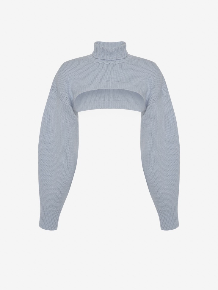 Spring Blue Women's Cashmere Roll Neck Sleeve Cover Fashion Alexander McQueen