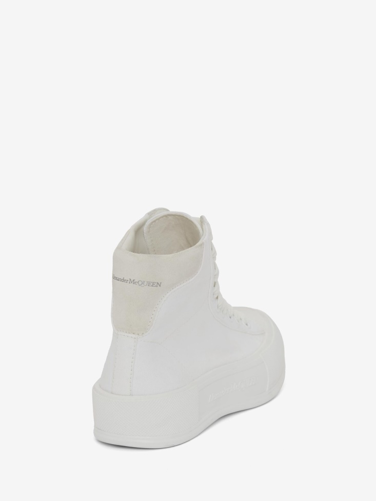 Women's High-Top Deck Plimsoll Fashion Alexander McQueen Optical White