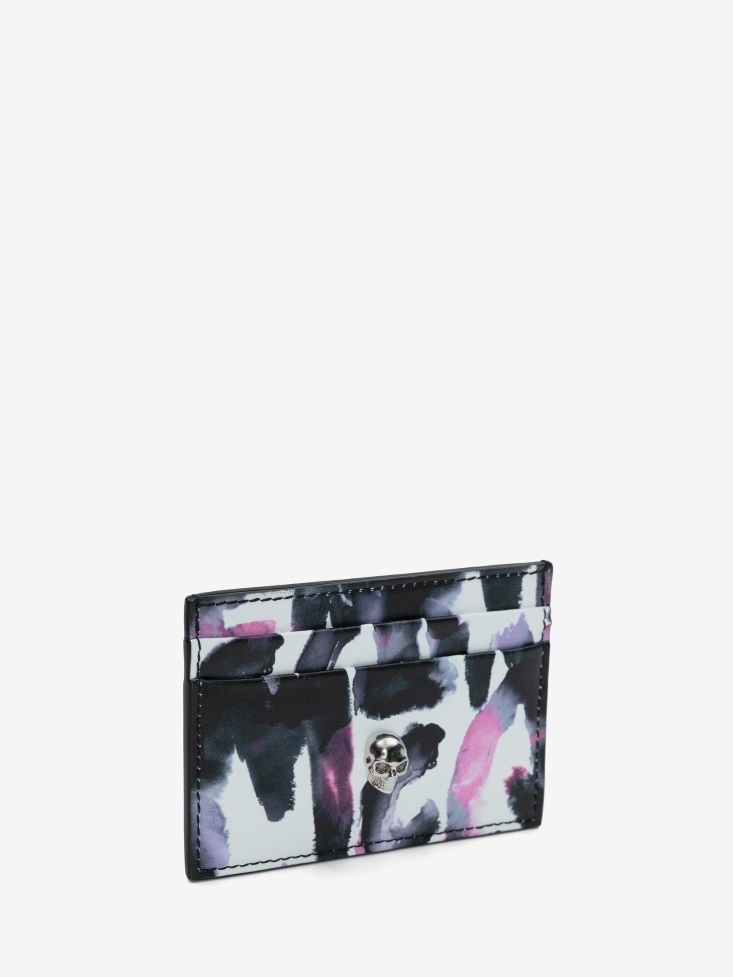 Multicolor Fashion Alexander McQueen Women's Watercolour Graffiti Skull Card Holder