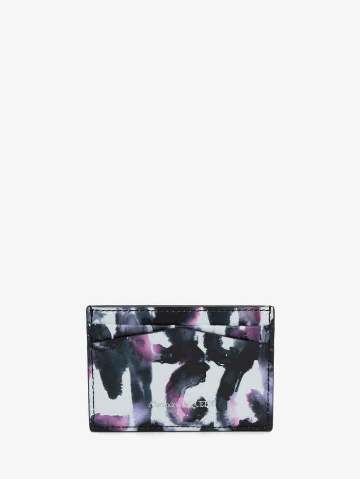 Multicolor Fashion Alexander McQueen Women's Watercolour Graffiti Skull Card Holder