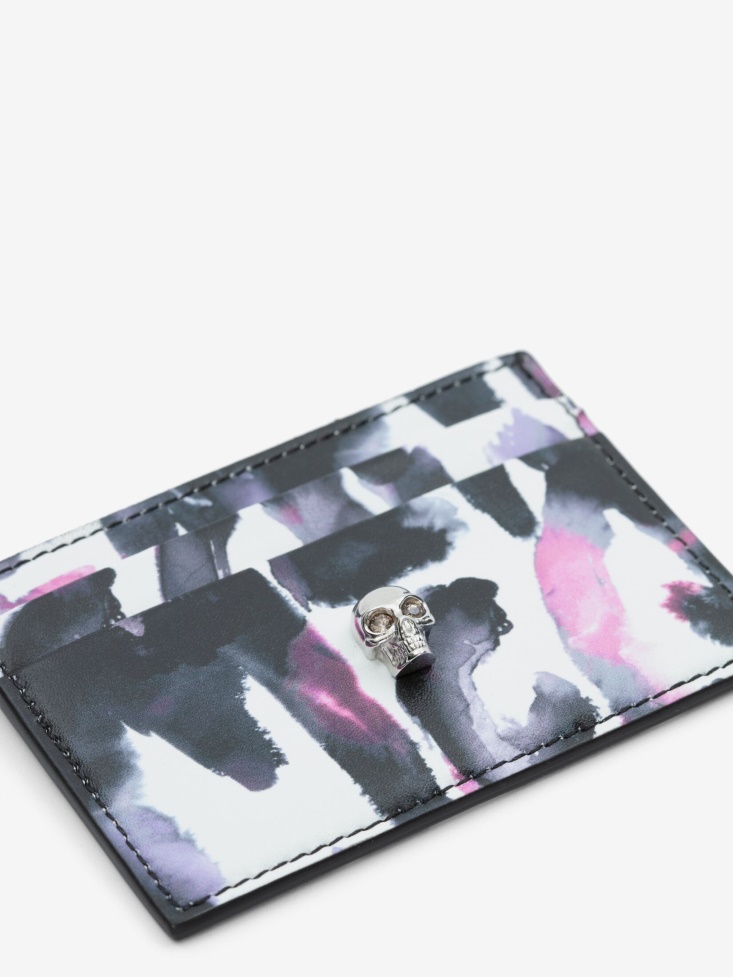 Multicolor Fashion Alexander McQueen Women's Watercolour Graffiti Skull Card Holder