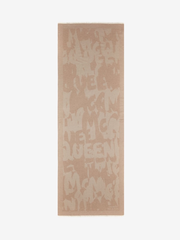Fashion Alexander McQueen Beige Men's in Graffiti Stole