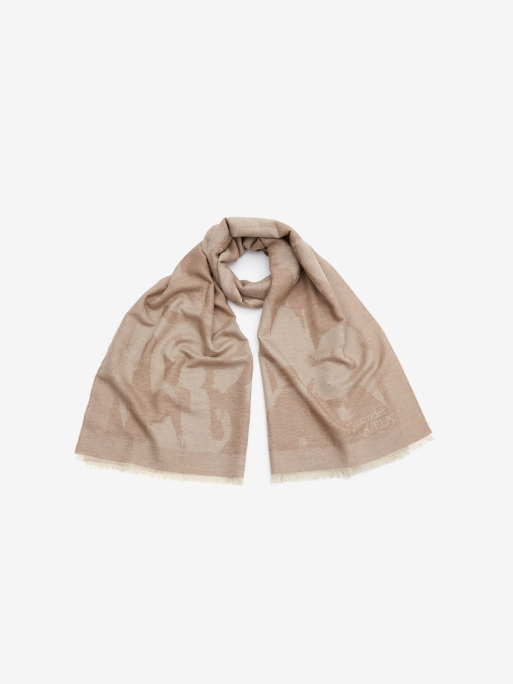 Fashion Alexander McQueen Beige Men's in Graffiti Stole