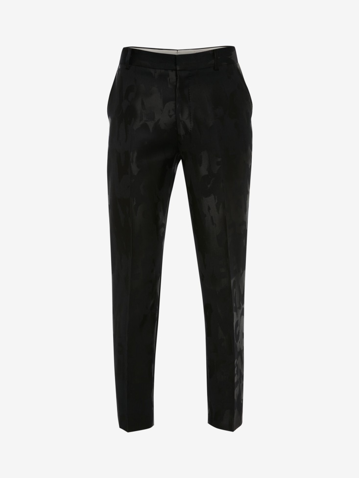 Black Men's in Graffiti Jacquard Trousers Fashion Alexander McQueen