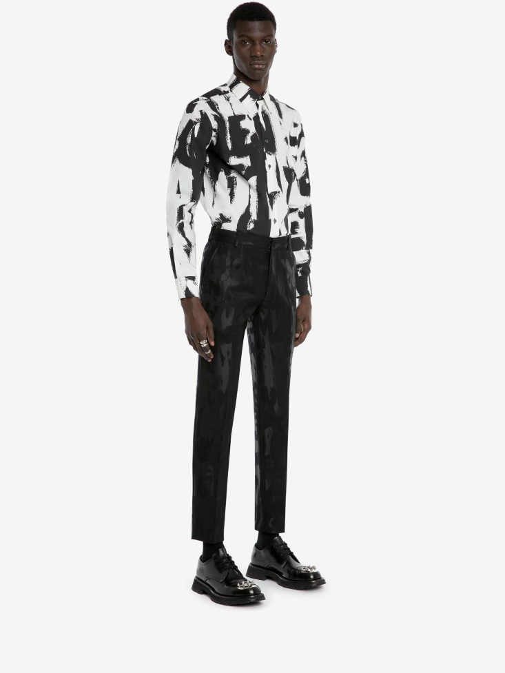 Black Men's in Graffiti Jacquard Trousers Fashion Alexander McQueen