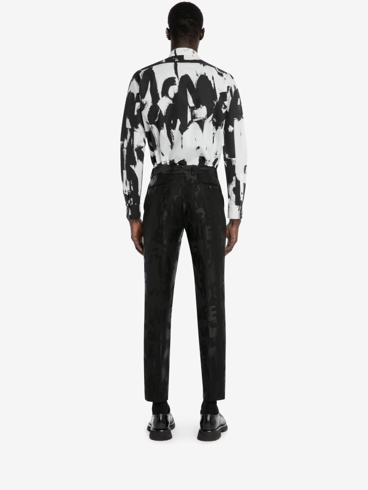 Black Men's in Graffiti Jacquard Trousers Fashion Alexander McQueen