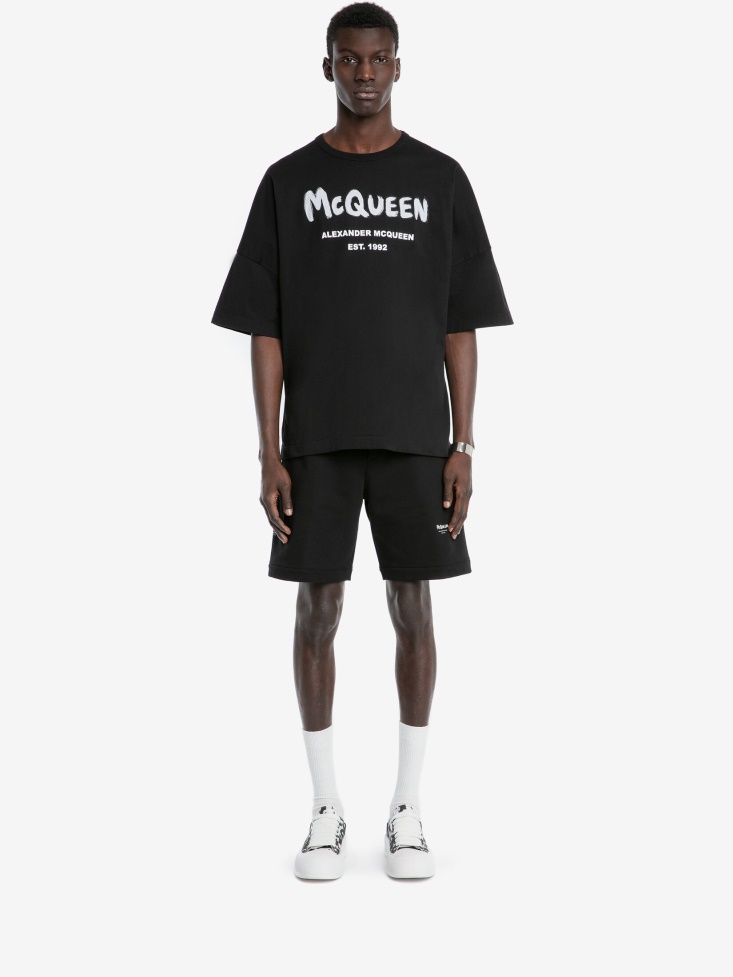Black/White Fashion Alexander McQueen Men's in Graffiti T-Shirt