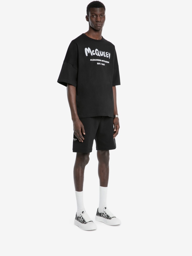 Black/White Fashion Alexander McQueen Men's in Graffiti T-Shirt