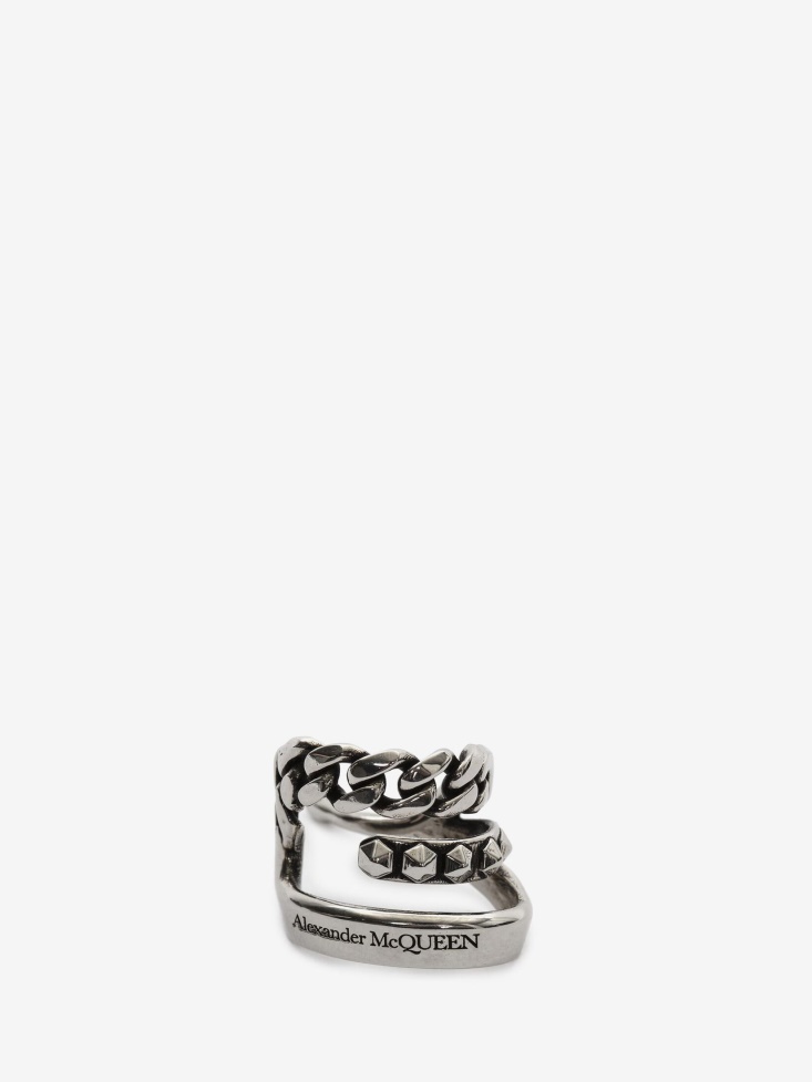 Fashion Alexander McQueen Antique Silver Men's Punk Stud Ear Cuff