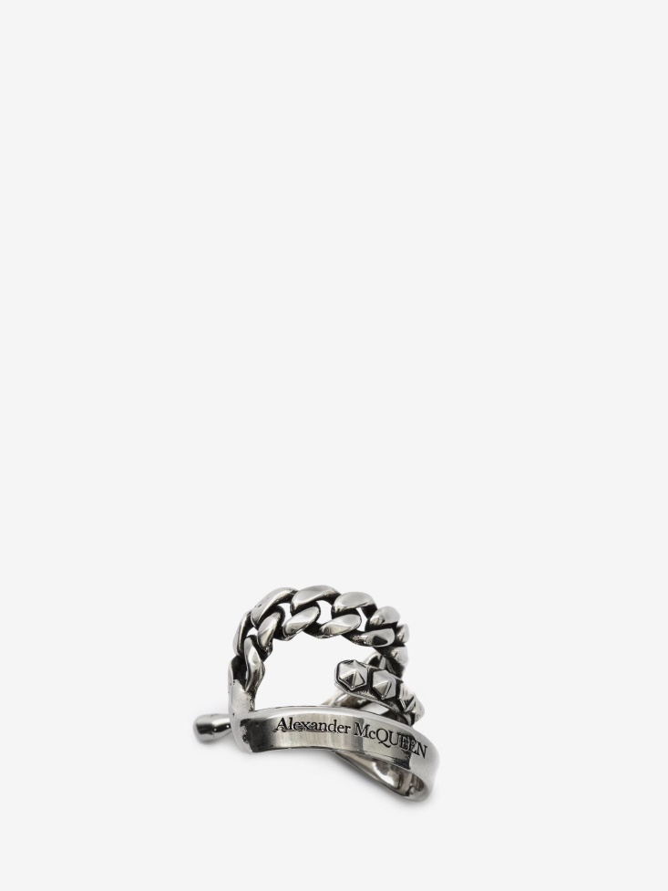 Fashion Alexander McQueen Antique Silver Men's Punk Stud Ear Cuff