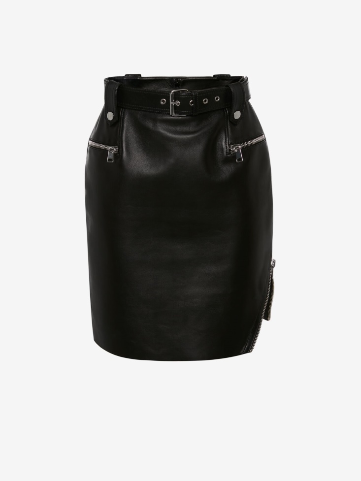 Women's Biker Slashed Mini Skirt Fashion Alexander McQueen Black