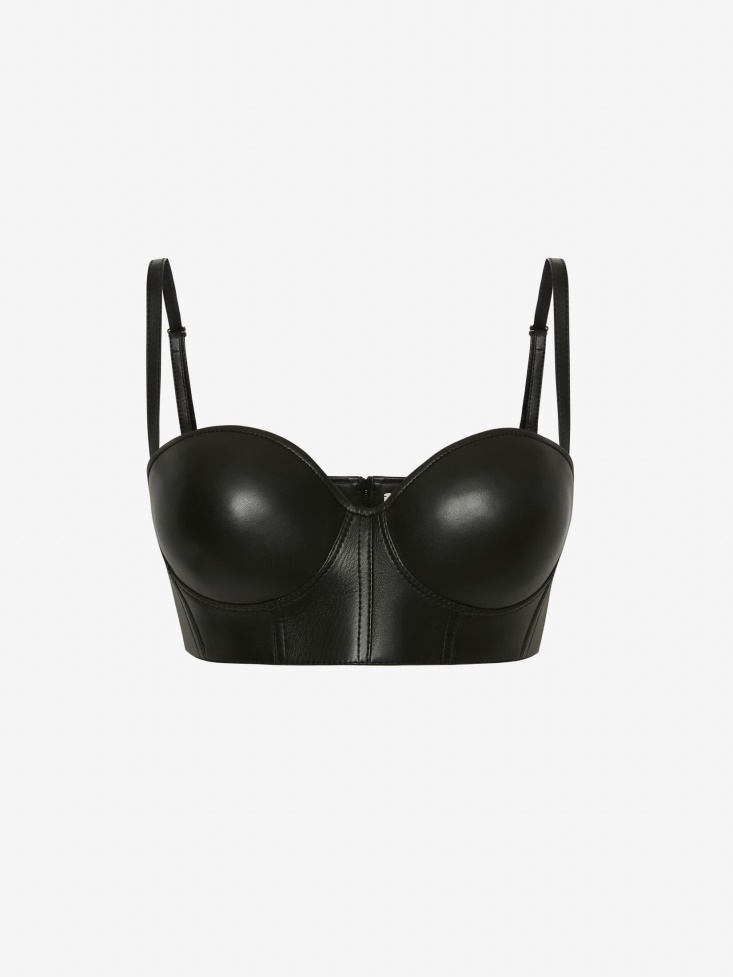 Black Fashion Alexander McQueen Women's Leather Bustier Top