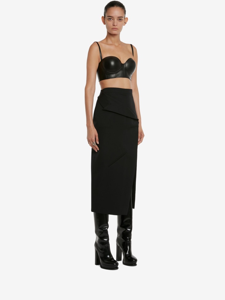 Black Fashion Alexander McQueen Women's Leather Bustier Top