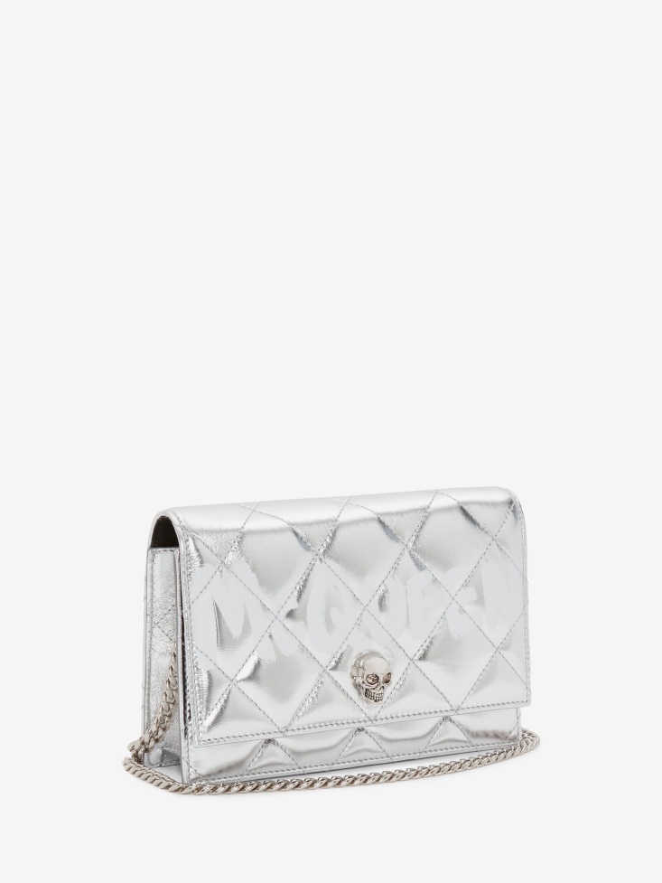 Fashion Alexander McQueen Silver/White Women's in Graffiti Small Skull Bag