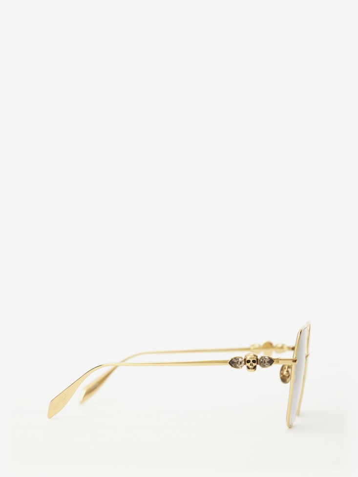 Women's Skull Droplets Metal Sunglasses Fashion Alexander McQueen Gold
