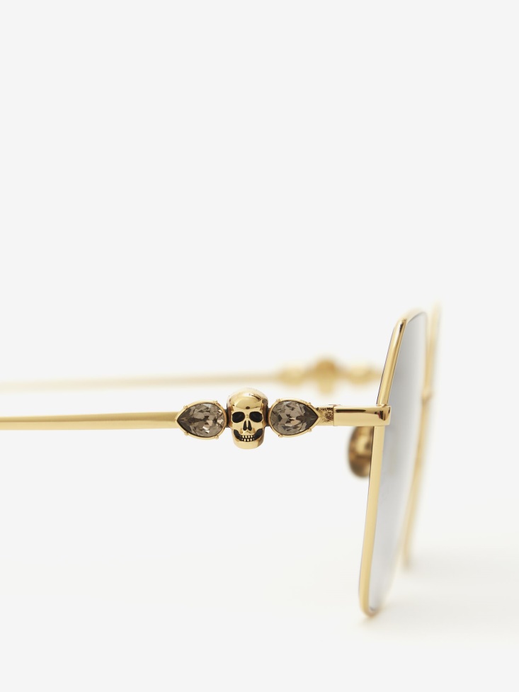 Women's Skull Droplets Metal Sunglasses Fashion Alexander McQueen Gold