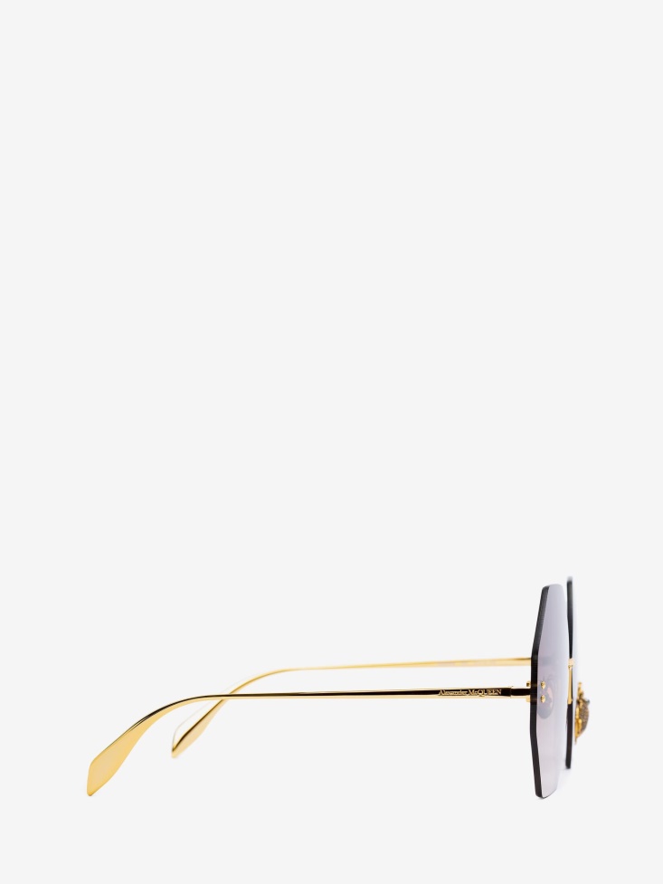 Fashion Alexander McQueen Women's Beetle Jewelled Sunglasses Gold/Brown