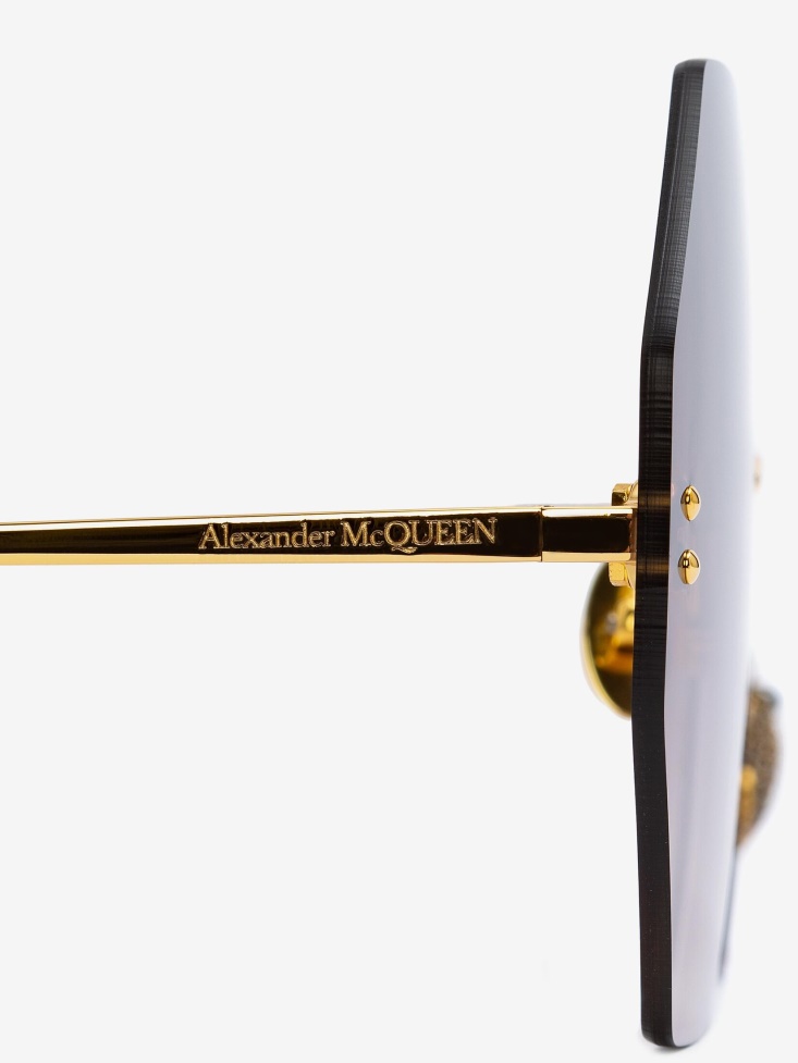 Fashion Alexander McQueen Women's Beetle Jewelled Sunglasses Gold/Brown