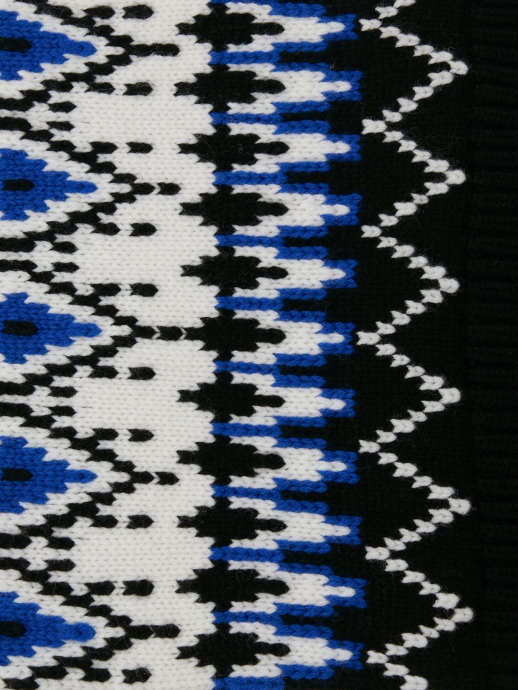 Women's Fair Isle Inspired Asymmetric Patch Scarf Royal/Black Fashion Alexander McQueen