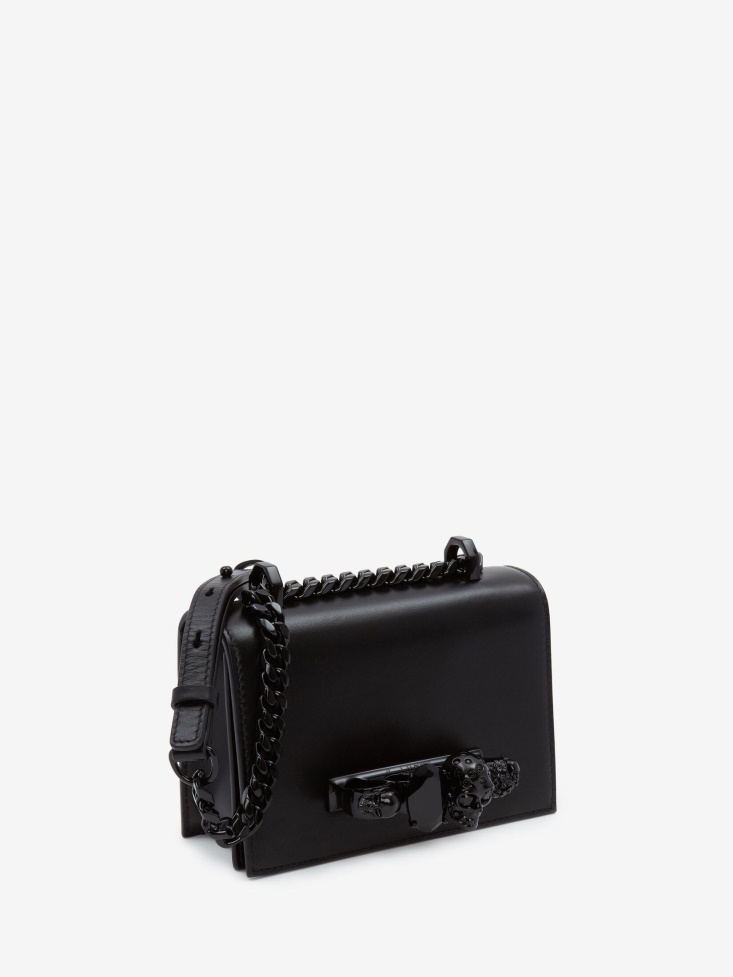 Fashion Alexander McQueen Women's Mini in Black Jewelled Satchel