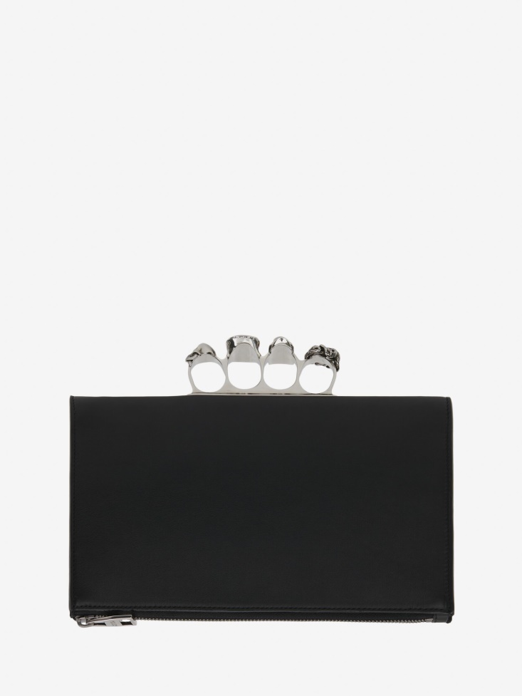 Men's Skull Four-Ring Small Pouch Fashion Alexander McQueen Black/White