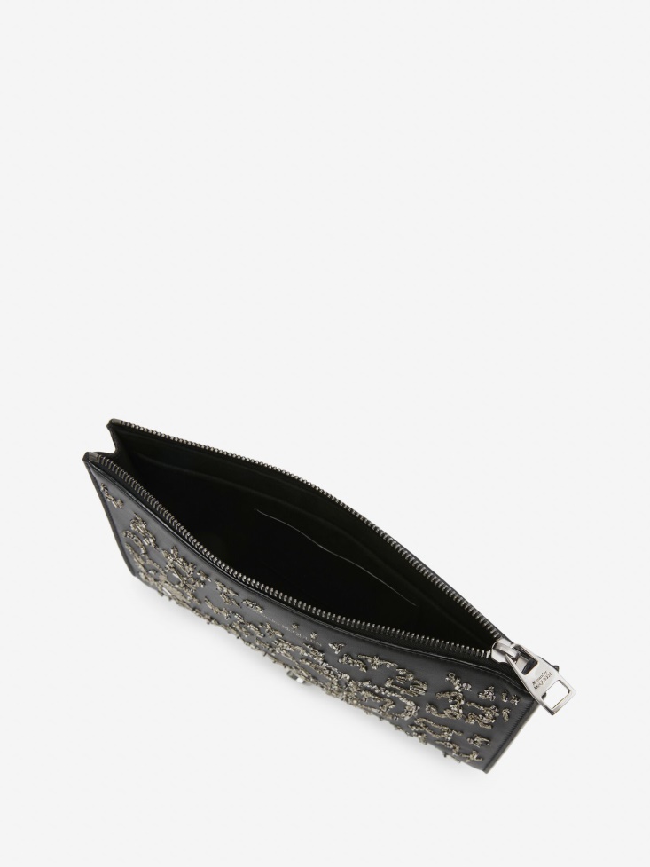 Men's Skull Four-Ring Small Pouch Fashion Alexander McQueen Black/White