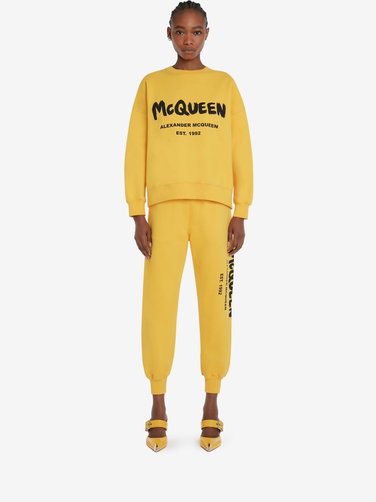 Pop Yellow/Black Fashion Alexander McQueen Women's in Graffiti Joggers