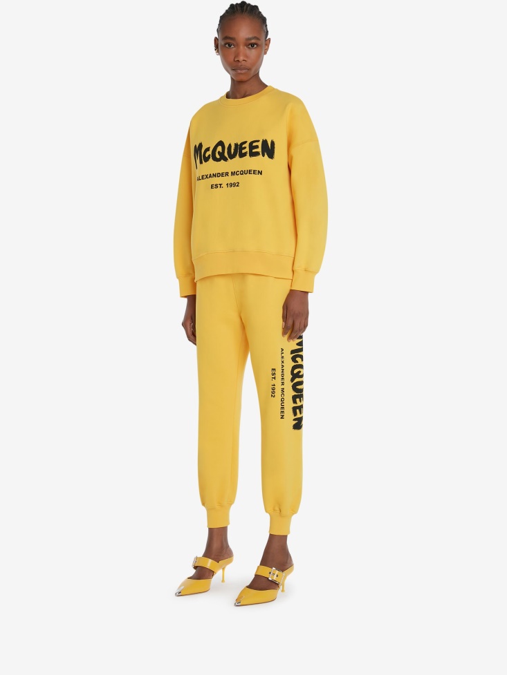 Pop Yellow/Black Fashion Alexander McQueen Women's in Graffiti Joggers