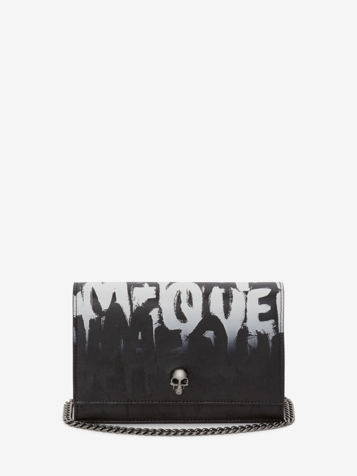 Fashion Alexander McQueen Black/White Women's in Graffiti Small Skull Bag