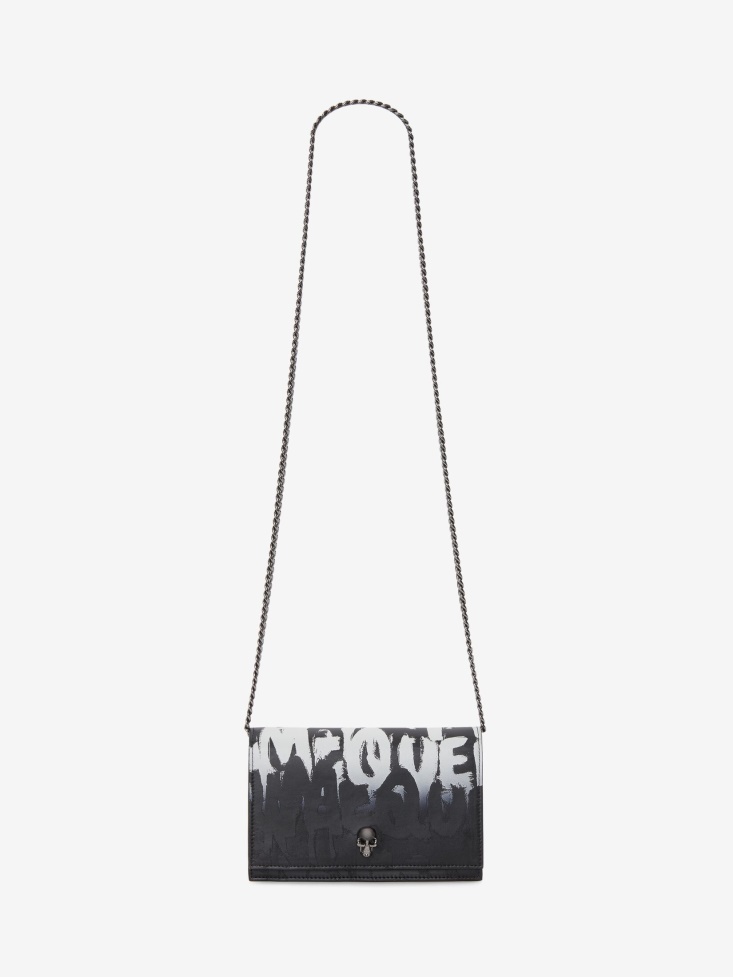 Fashion Alexander McQueen Black/White Women's in Graffiti Small Skull Bag