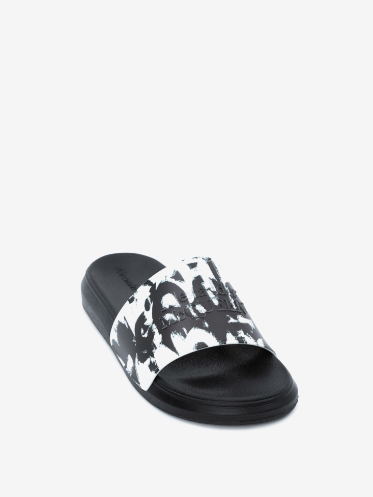 White/Black Men's in Graffiti Slide Fashion Alexander McQueen